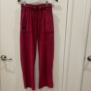 Women's Red Velour Track Pants